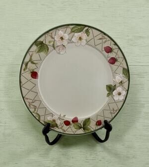 Mikasa "Strawberry Fair" Stoneware Dinner Plate 11 " NEW! 1990s Intaglio Style